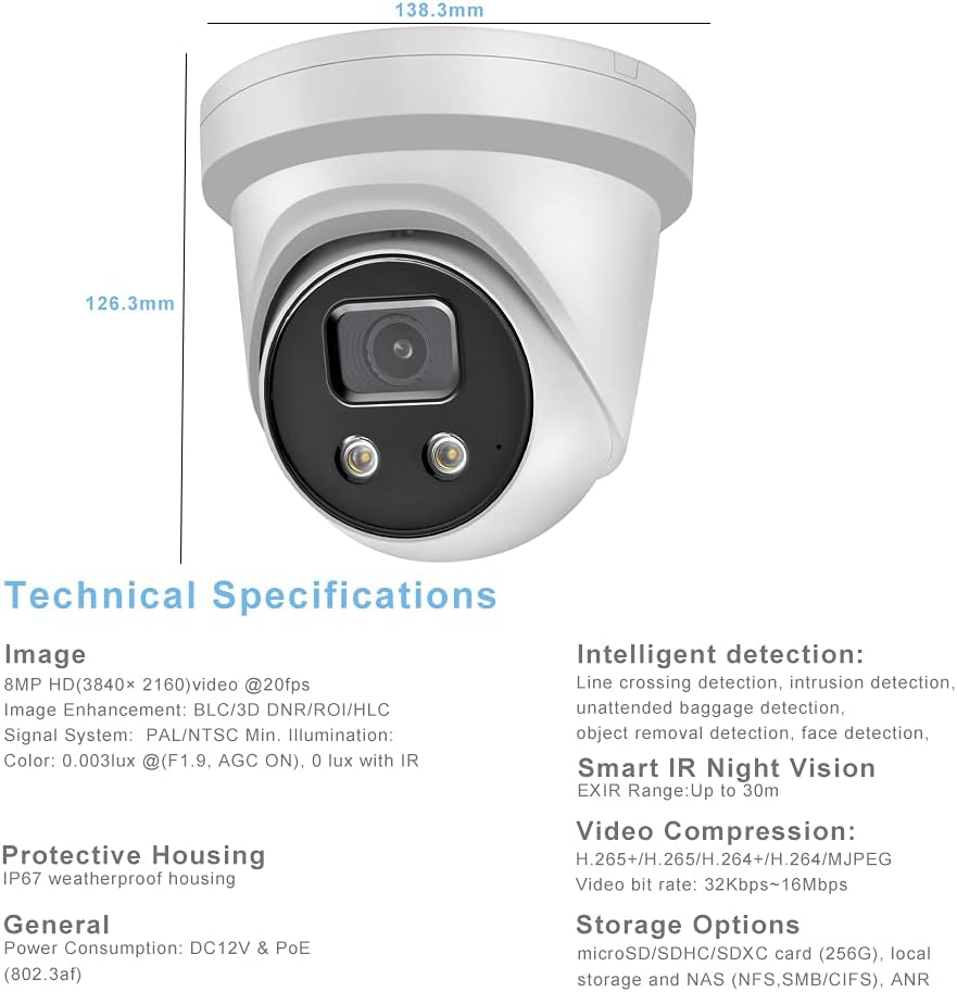 4K POE IP Camera with Built-in Microphone C264