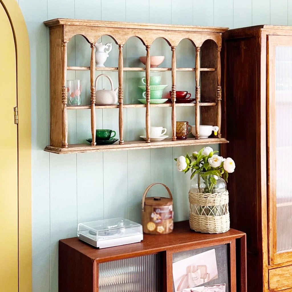 Walnut Color Miniature Wooden Wall Cabinet A2299