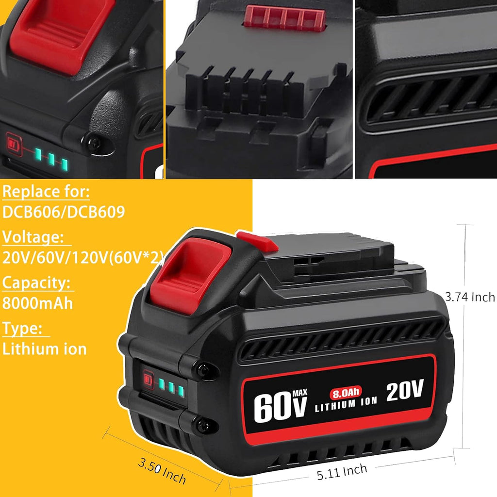 8.0Ah Replacement Battery Pack of 2 for Cordless Power Tools J4536