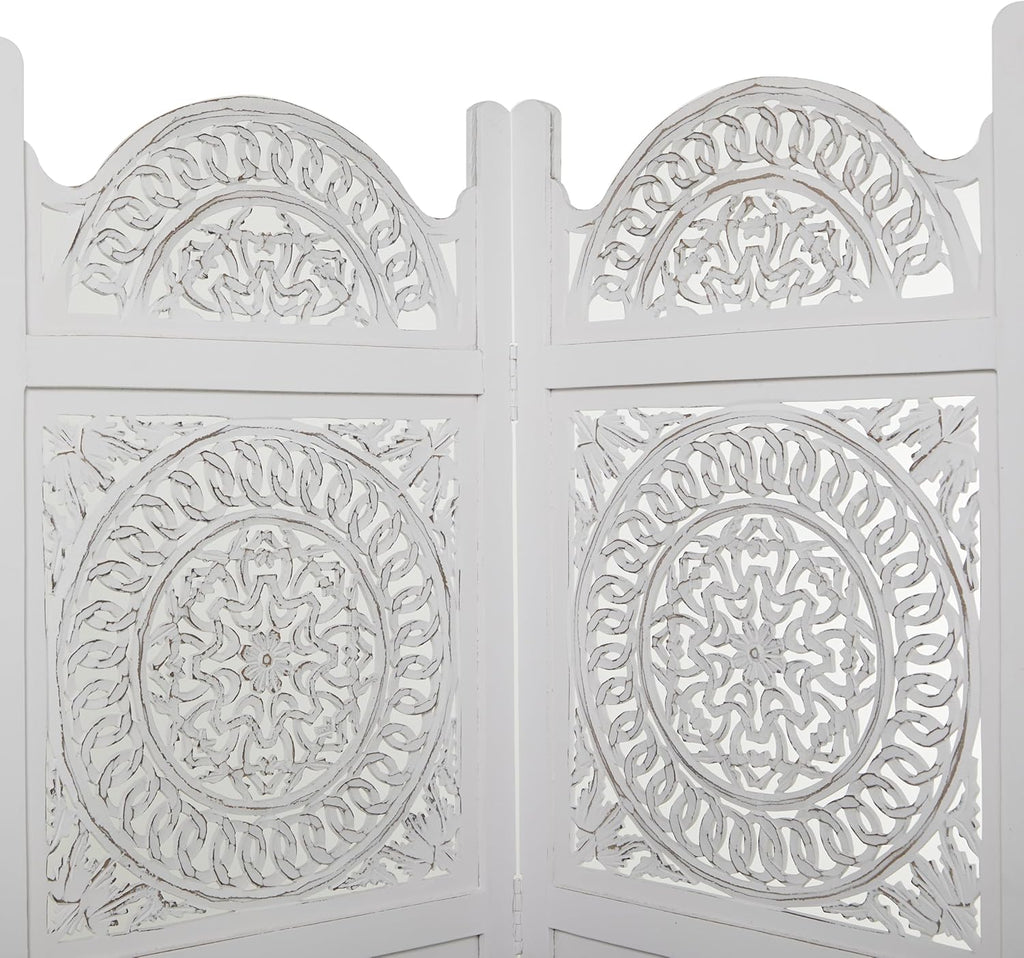 White 3 Panel Wood Room Divider Screen M2461