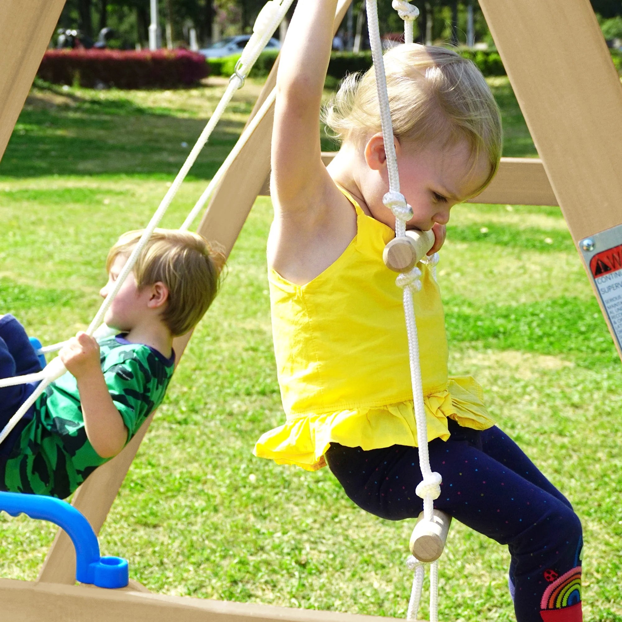 Wooden Swing Set with Slide and Climbing Rope O619