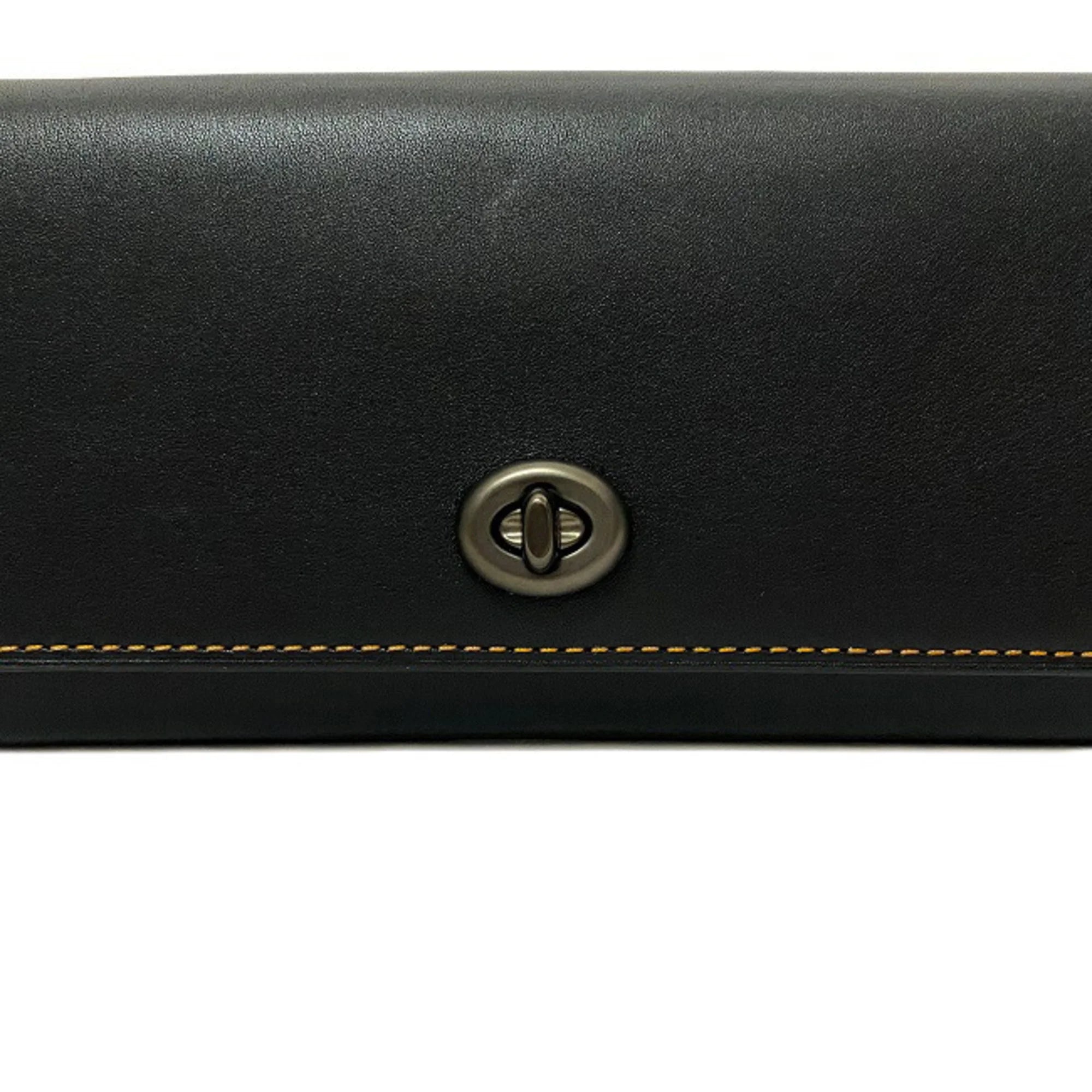 Black Glovetanned Leather Bi-Fold Long Wallet K687