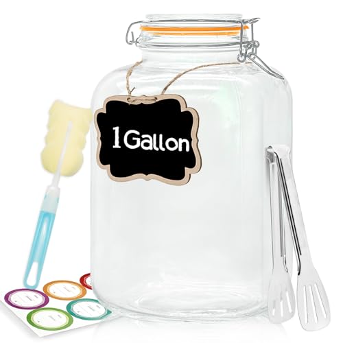5 Pack 128oz Glass Jar with Airtight Lids, 1 Gallon Wide Mouth Glass Mason Jar P903067