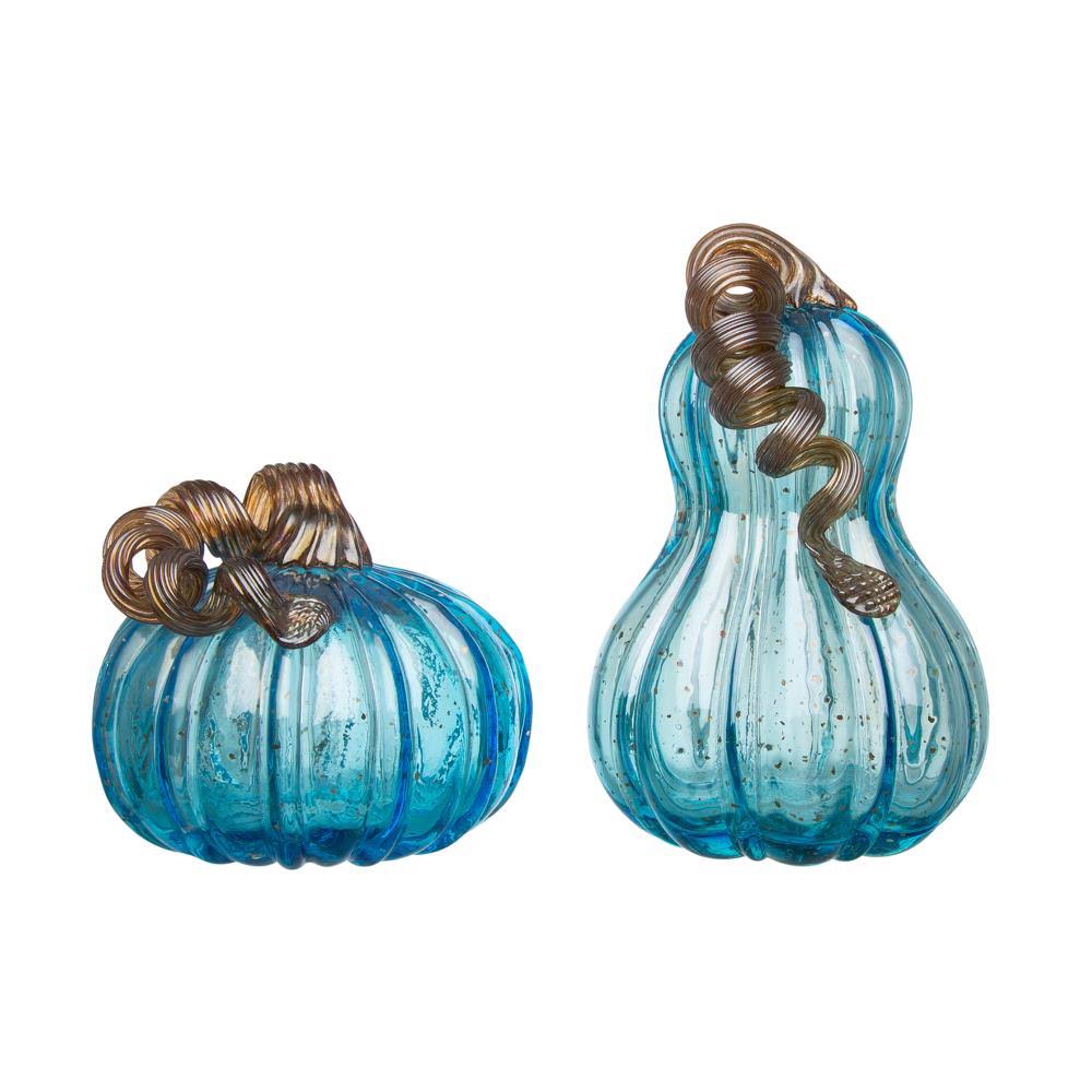Blue Glass Pumpkin Decor Z73651