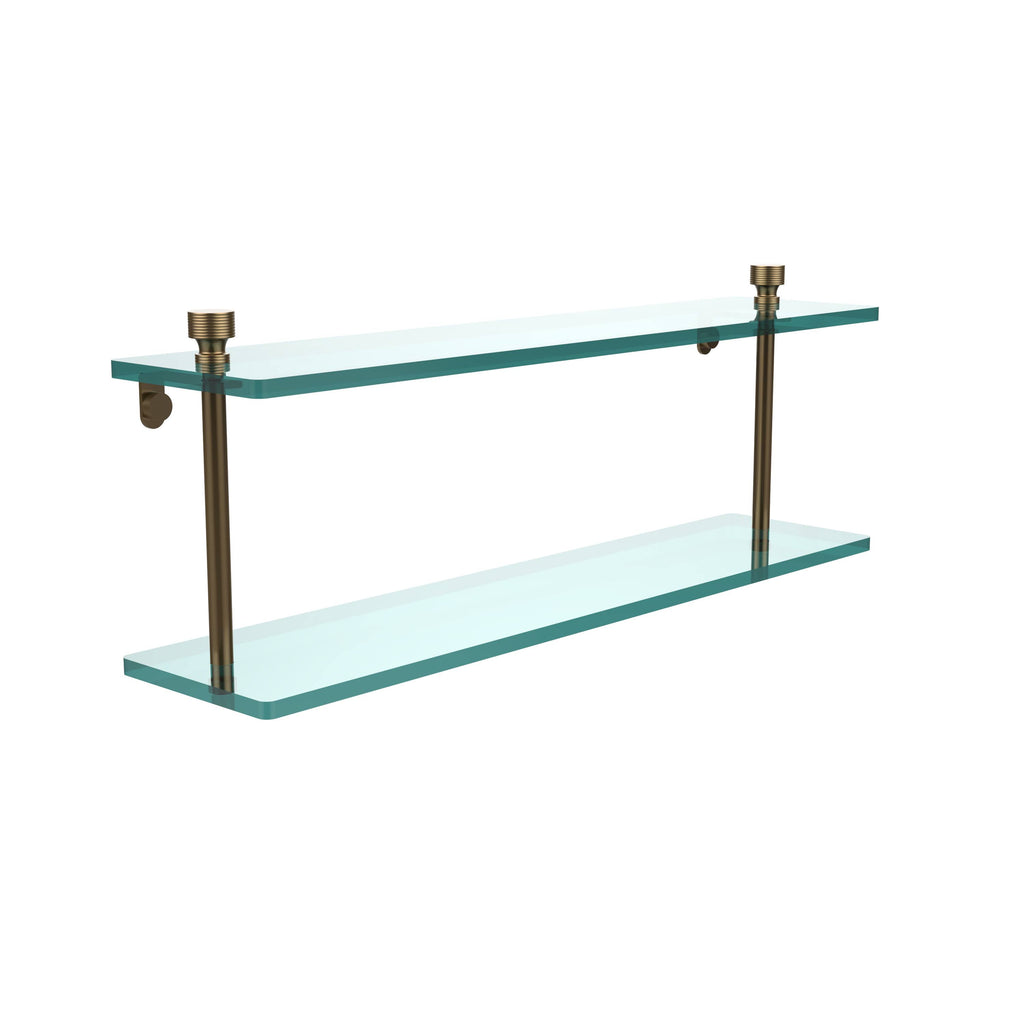 22 inch Two Tiered Glass Shelf Brushed Bronze C21403