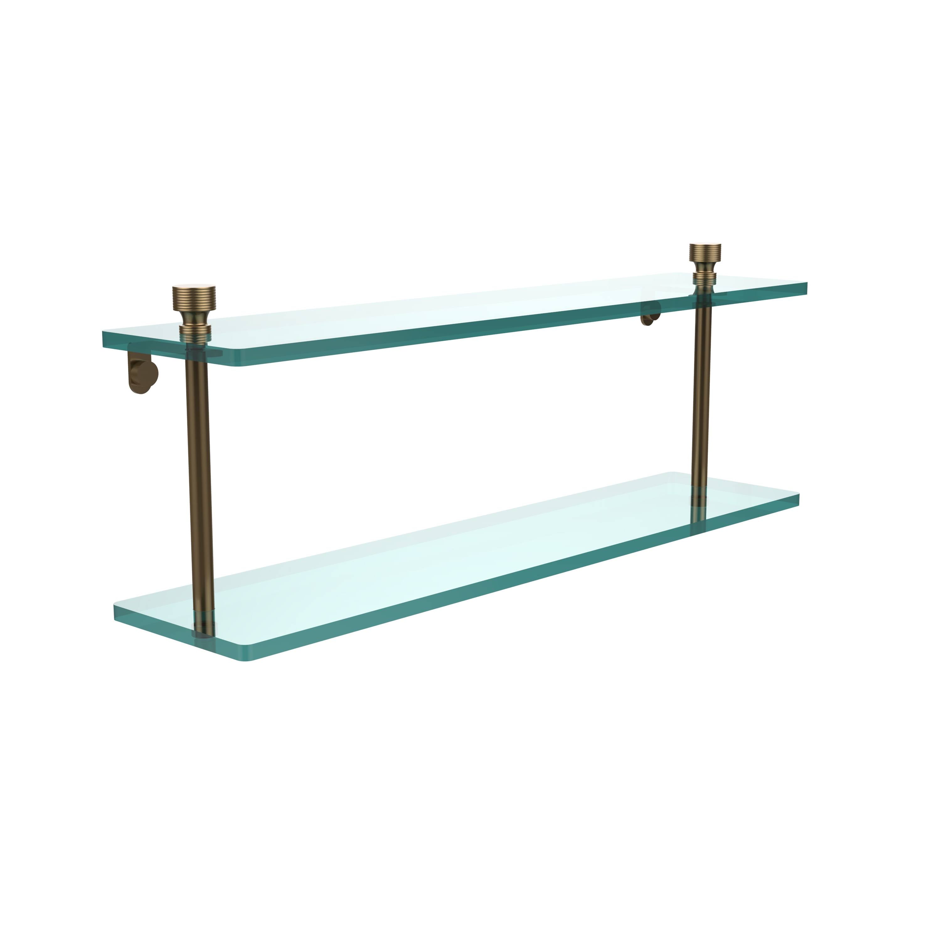 22 inch Two Tiered Glass Shelf Brushed Bronze C21403