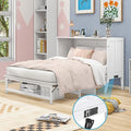 White Queen Size Wood Murphy Bed with Bookcase H73978