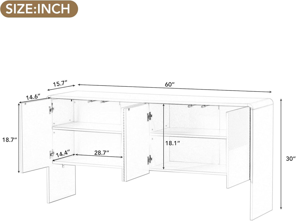 Apricot Cream 4 Door Storage Sideboard J67229