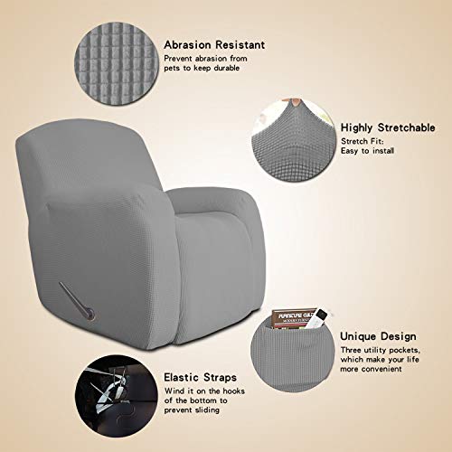Oversize Recliner Stretch Sofa Slipcover 1 Piece Polyester Spandex Jacquard Fabric Natural Y4966