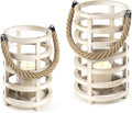 Whitewash Wooden Lantern Candle Holders, Set of 2 P751836
