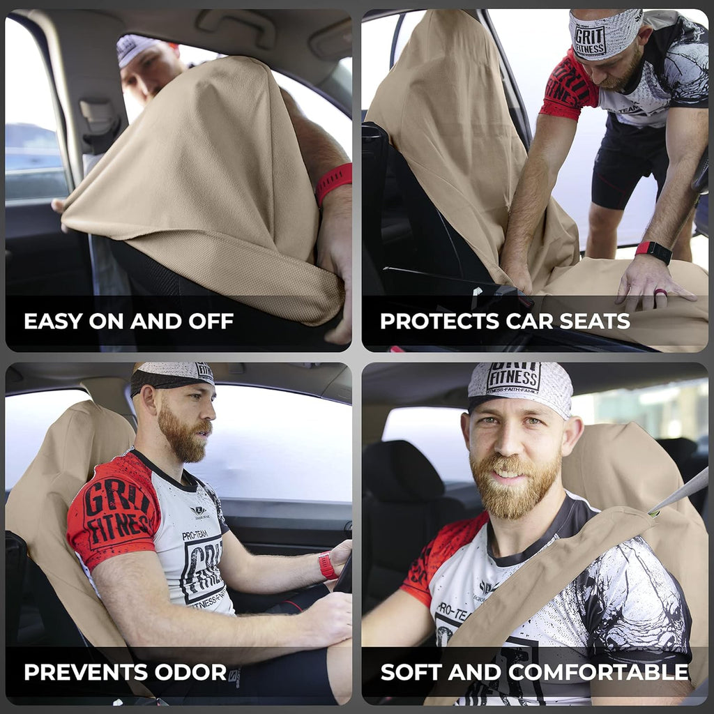 Tan Non-Slip Removable Car Seat Cover Pack of 2 F510