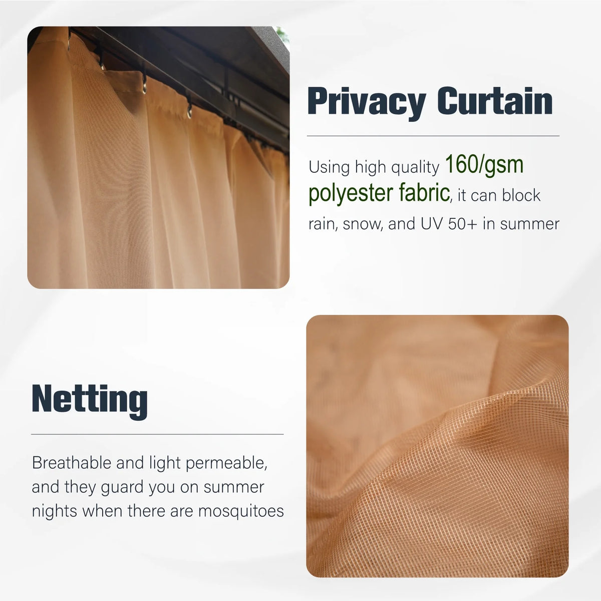 10' x 10' Outdoor Hardtop Gazebo with Netting and Curtains A8768