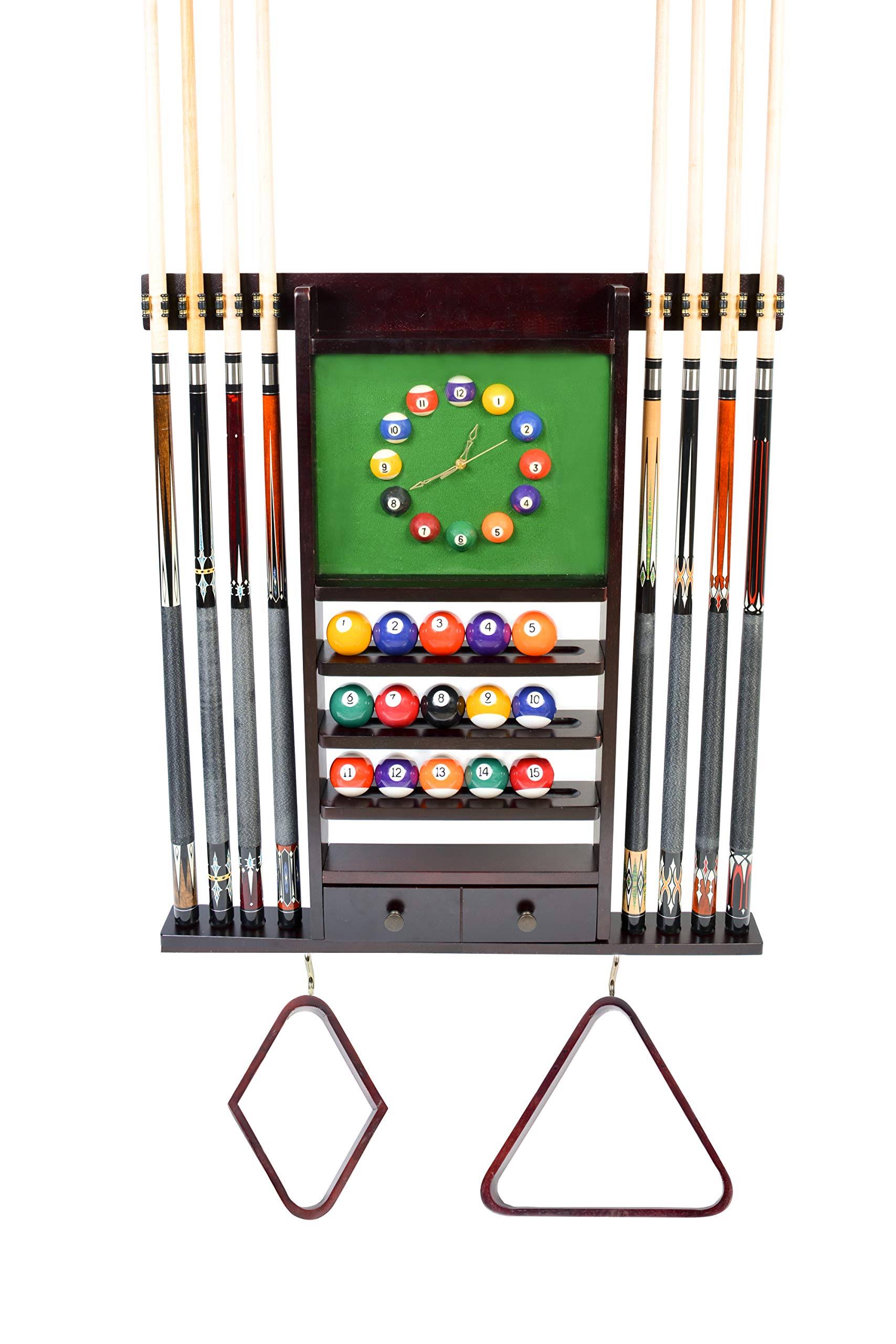 Mahogany Wall Pool Cue Rack D211775