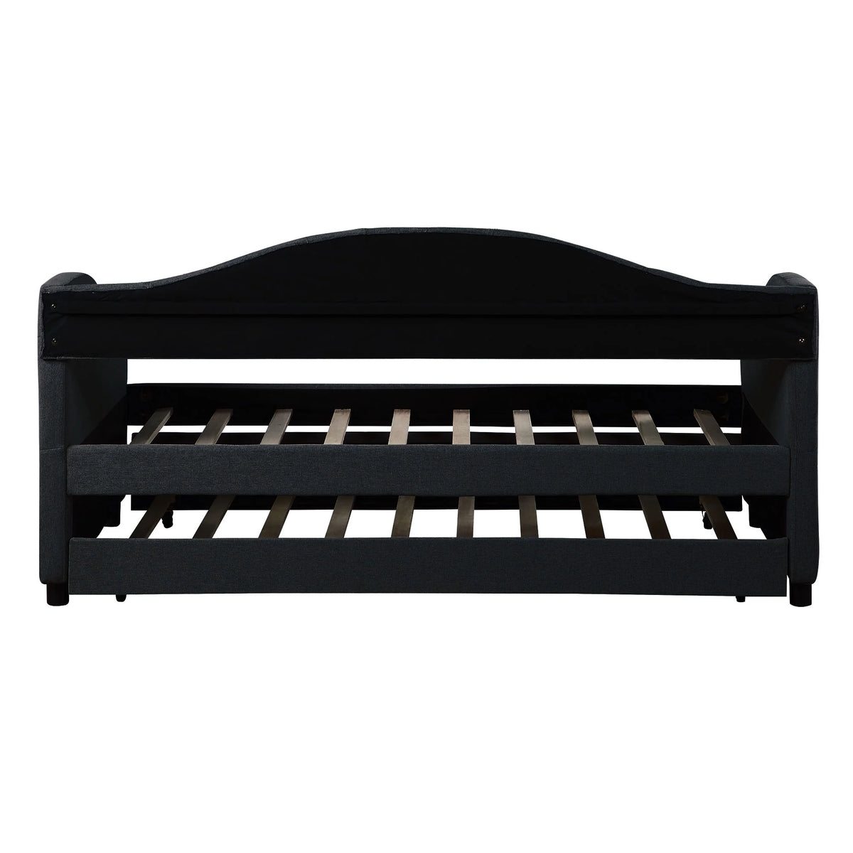 Dark Gray Wood Tufted Twin Size Daybed with Trundle S134