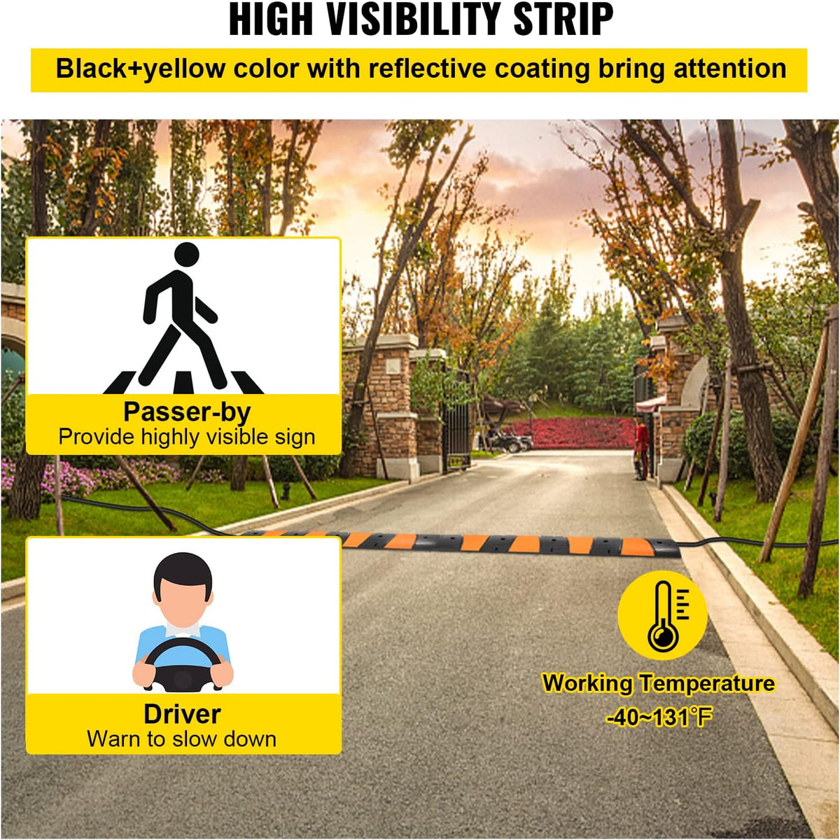 Rubber Speed Bump, 2 Pack, 72.8 Long Modular Speed Bump, 22000 LBS Load Capacity N856493