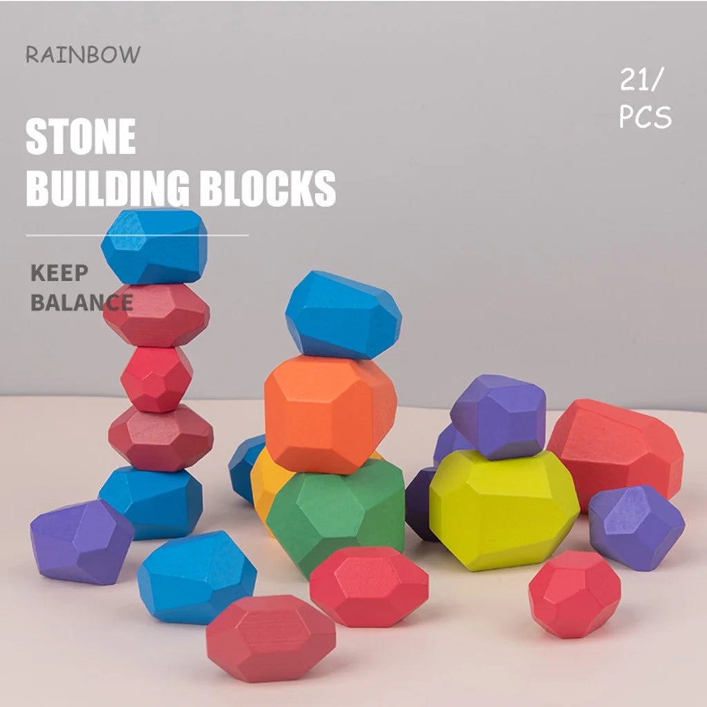 Wooden Stone Building Block Toy Stacking Game Toy K87545