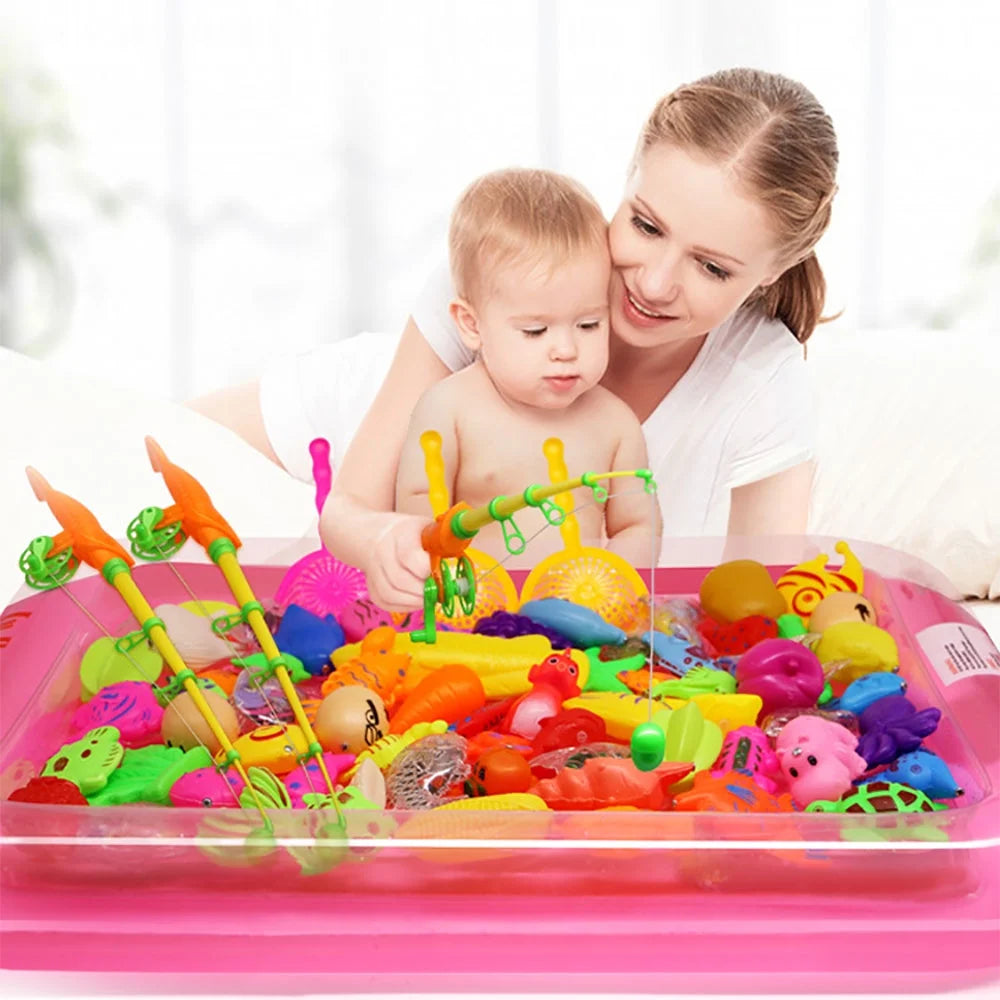 22 Pcs Magnetic Fishing Toys with Telescopic Fishing Rod Net N6185