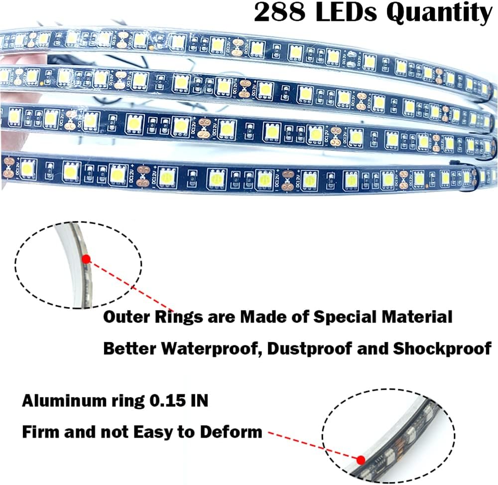 17IN Pure White LED Wheel Ring Light Kit 4PCS Single Row Waterproof K956472