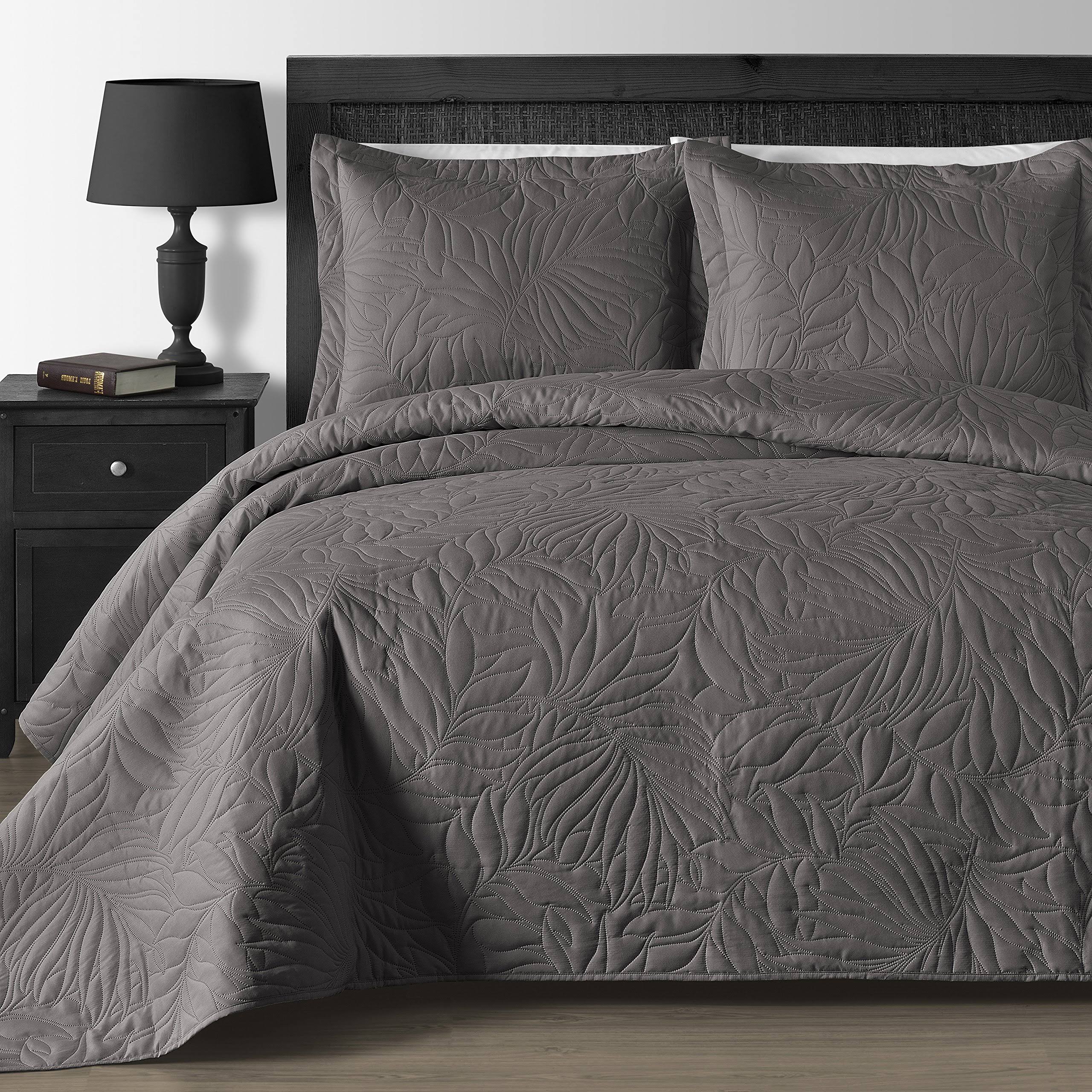 Grey Oversized 3-Piece Coverlet Set Q236