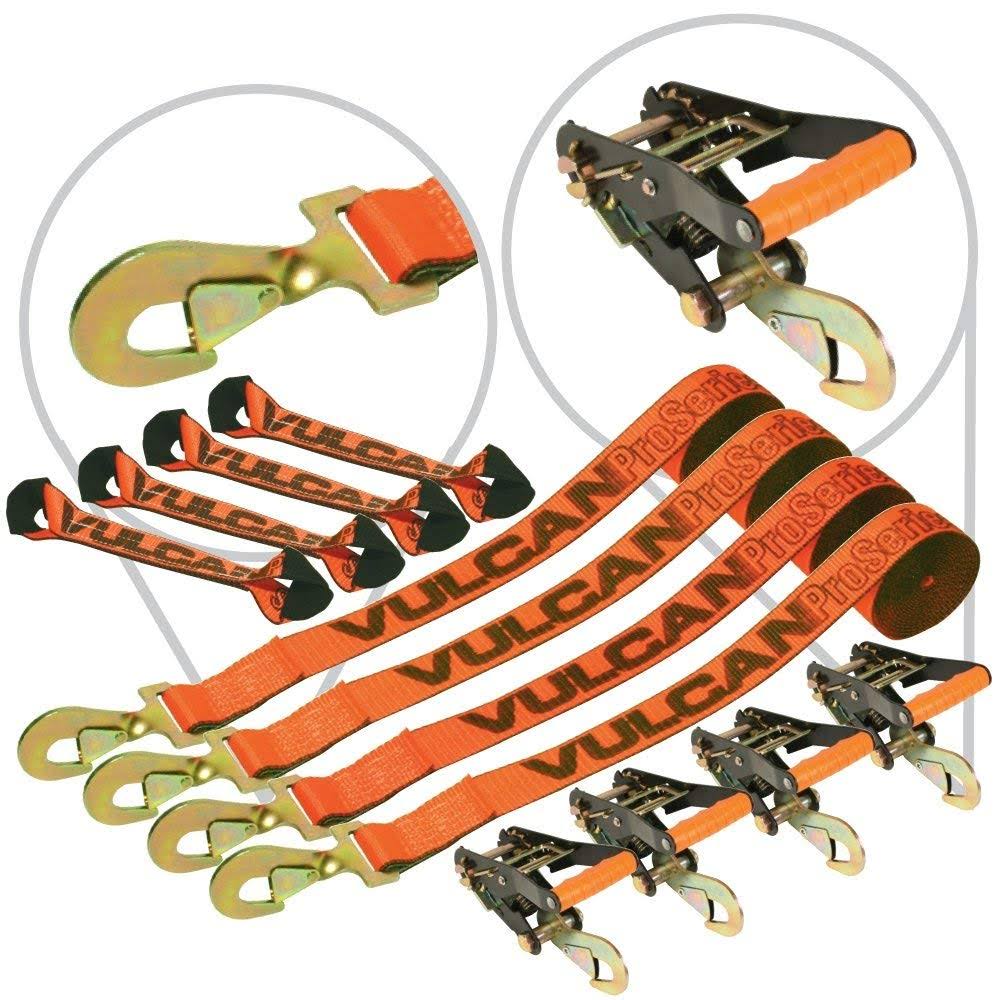 8-Point Roll Back Vehicle Tie Down Kit with Snap Hooks, Set of 4 O542552