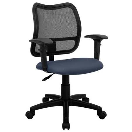 Black Mesh Swivel Office Chair with Navy Fabric Padded Seat and Height Adjustable Arms G38720
