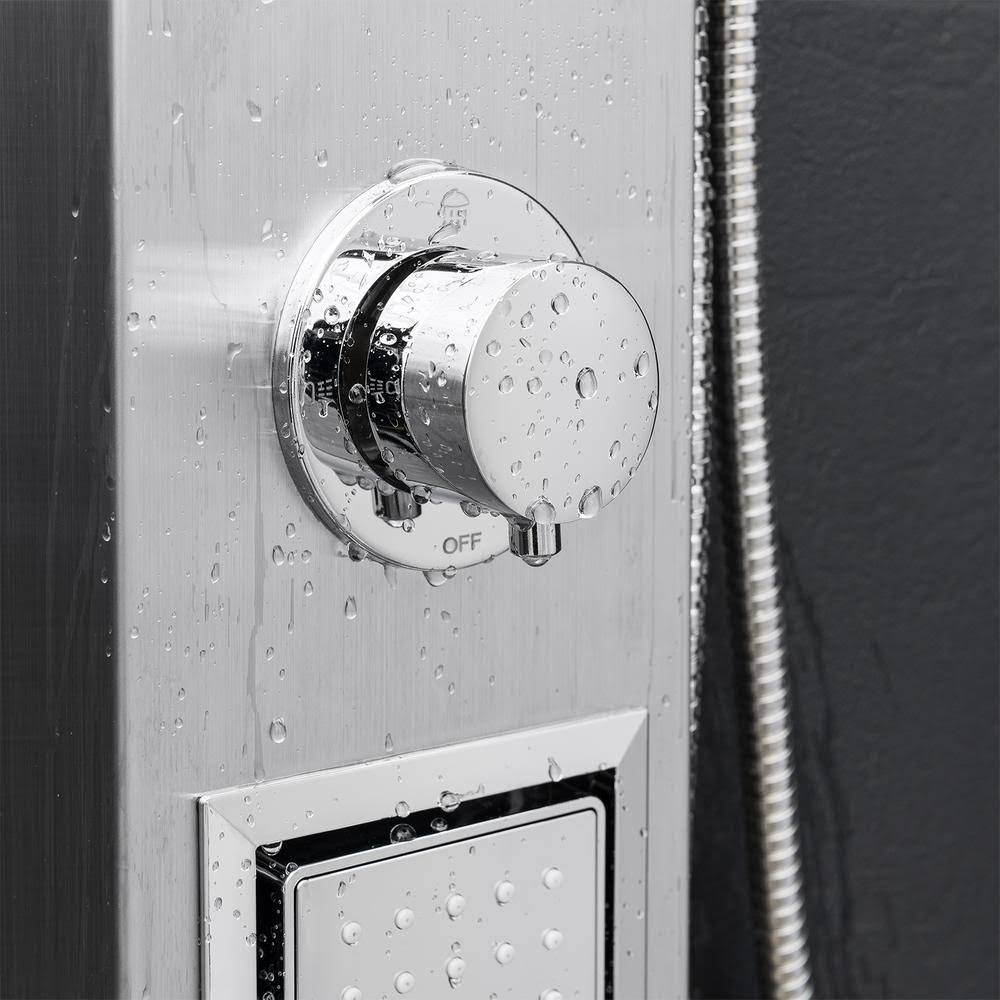 Stainless Steel Shower Panel System with Rainfall Shower Head and Handheld Shower Wand V158522