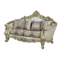 Antique White Fabric Poly-Resin Loveseat with 4 Pillows B903