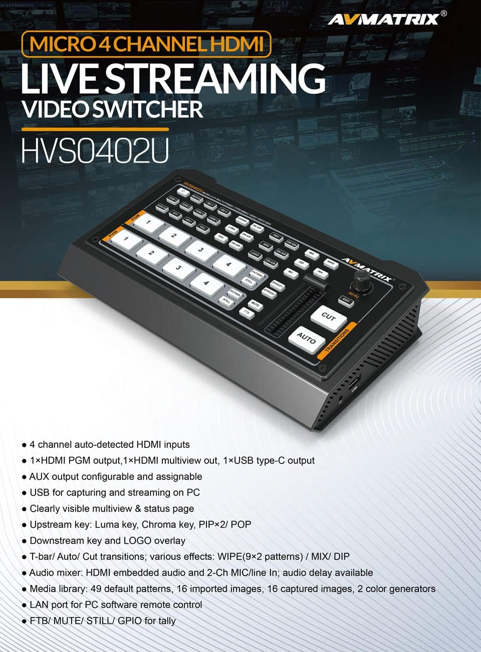 4 HDMI Video Mixer Switcher USB Output G6016