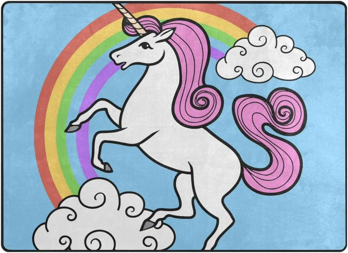 Unicorn with Rainbow Clouds Lightweight Carpet Mats Area Rug O658415