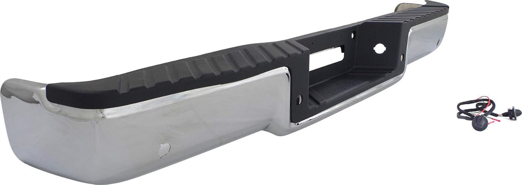 Chrome Steel Step Bumper with Rear Object Sensor Holes X7509