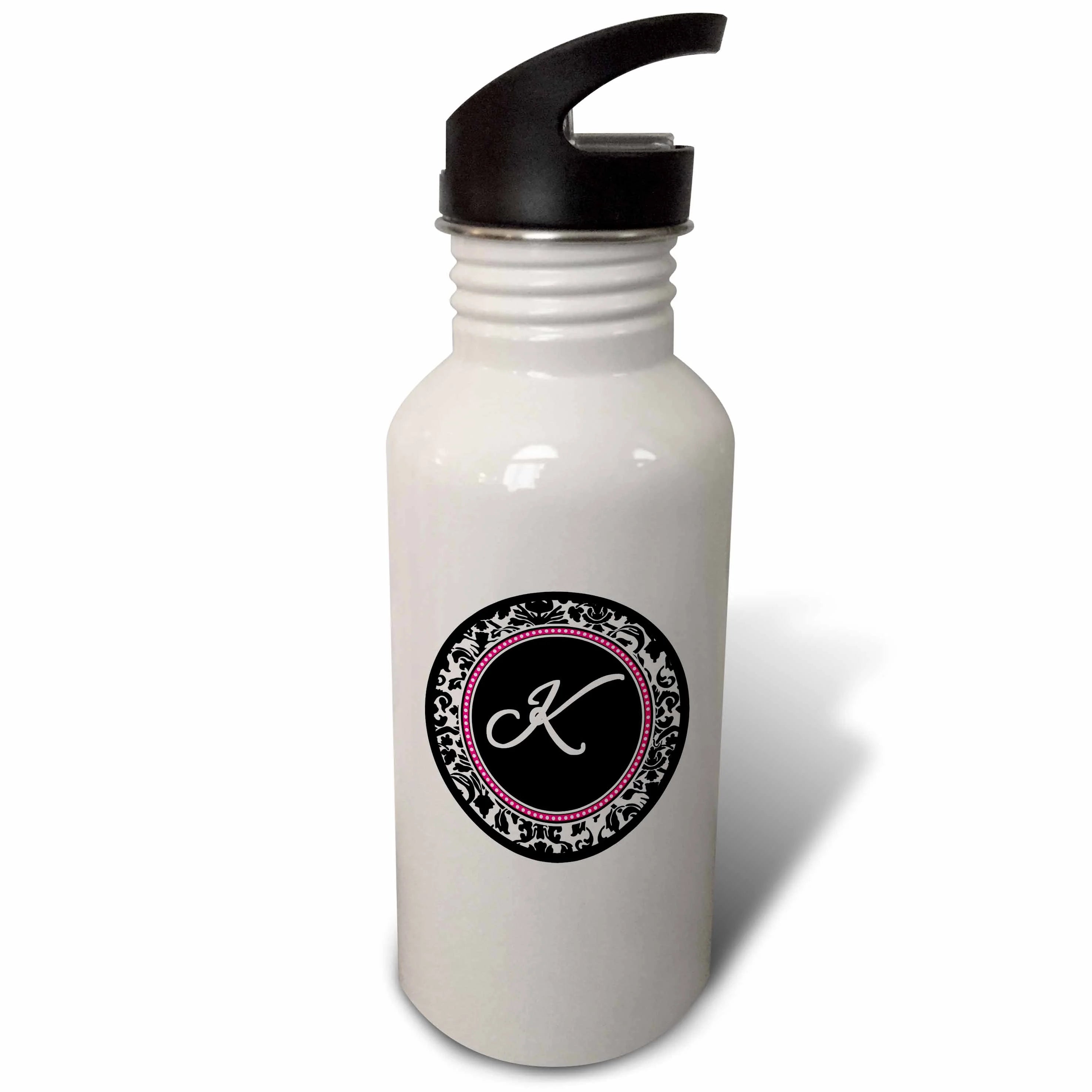 Black Damask 21 oz Sports Water Bottle L19893