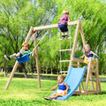 Wooden Swing Set with Slide and Climbing Rope O619