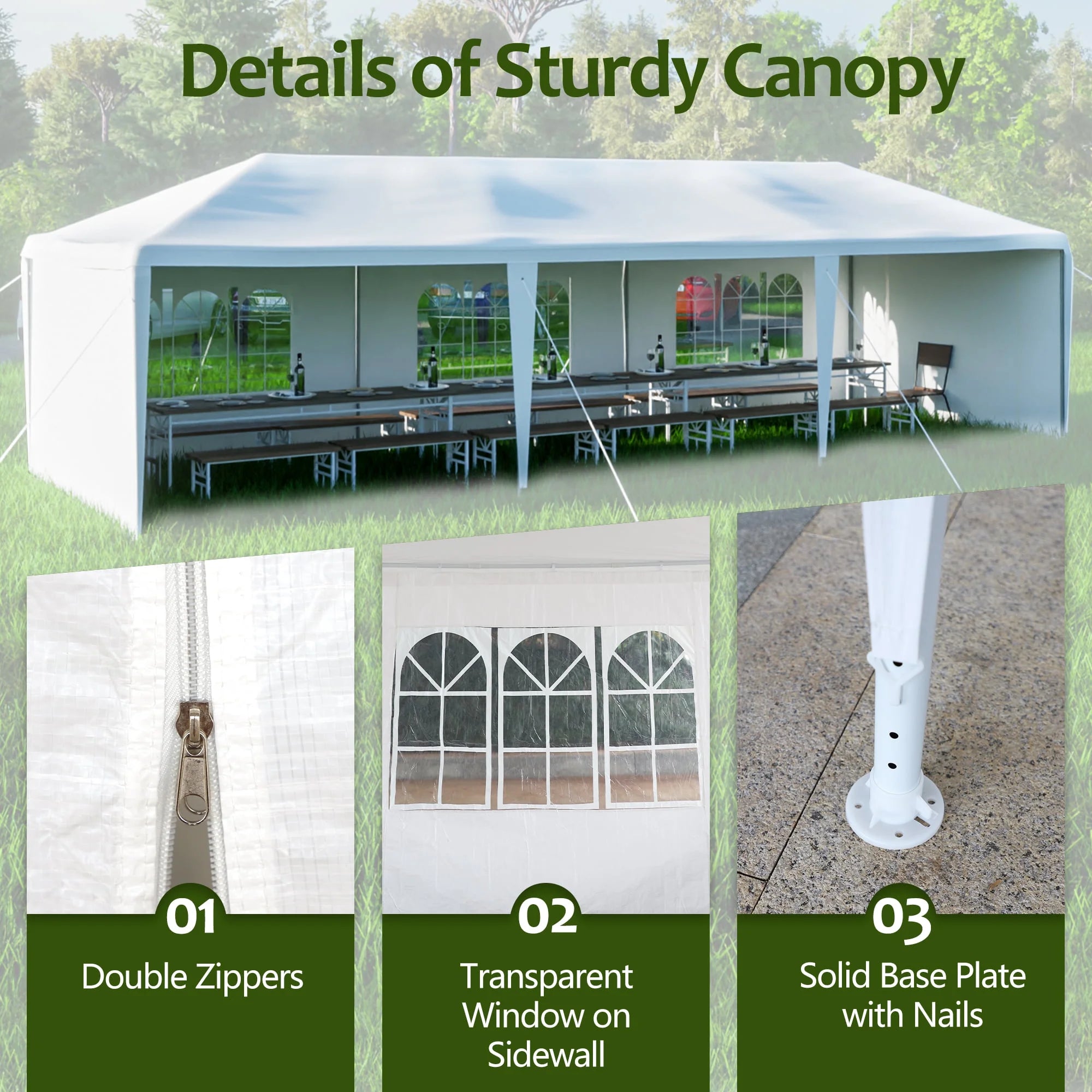 10x30' Outdoor Canopy Tent with 5 Removable Sidewalls U483