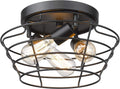 Vintage Black Metal Cage Ceiling Light Fixture H90461