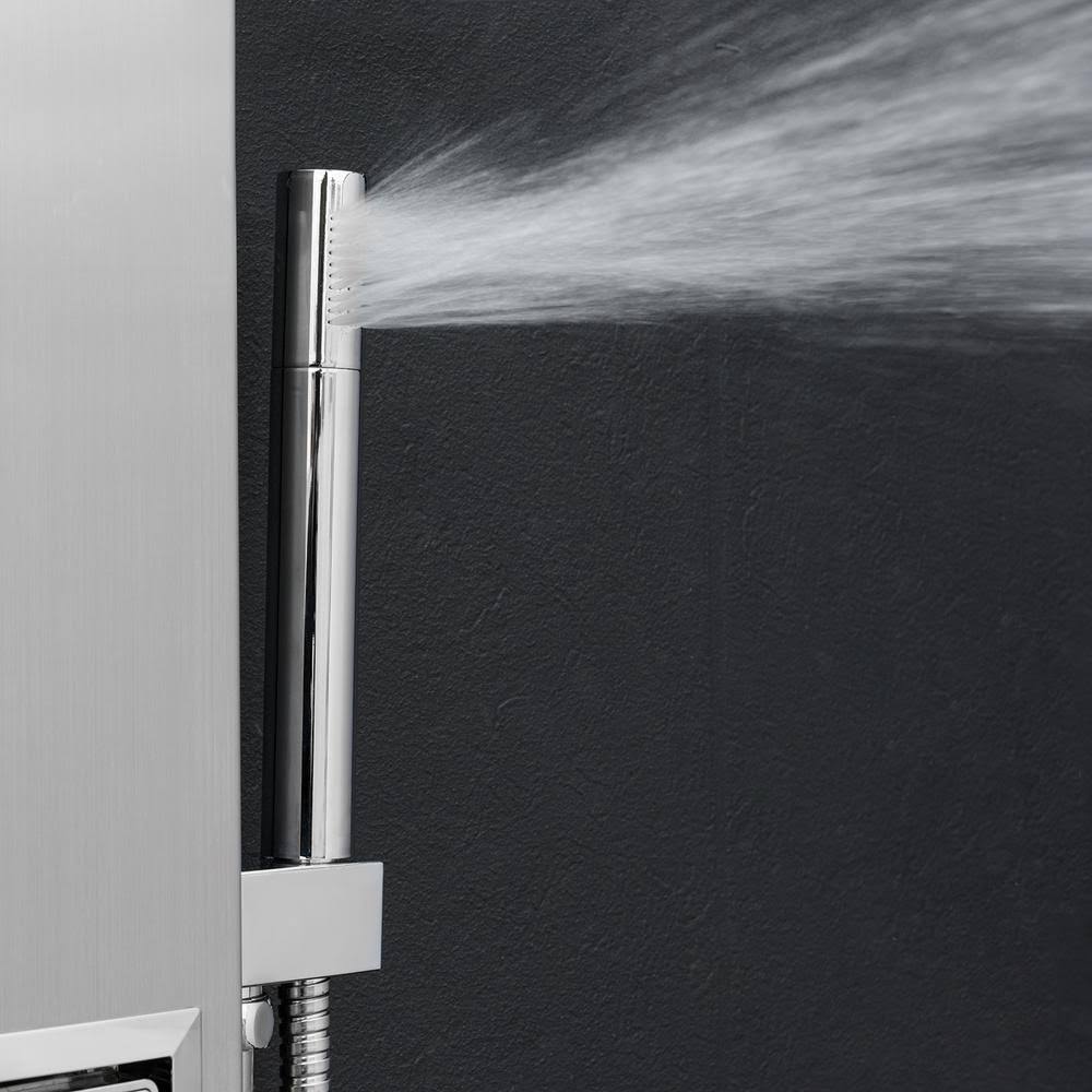 Stainless Steel Shower Panel System with Rainfall Shower Head and Handheld Shower Wand V158522