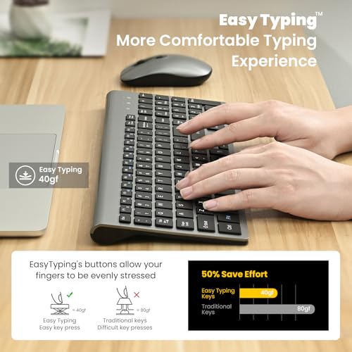 Wireless Keyboard and Mouse Combo, Compact Full Size 2.4G Ultra-Thin Blue U2332