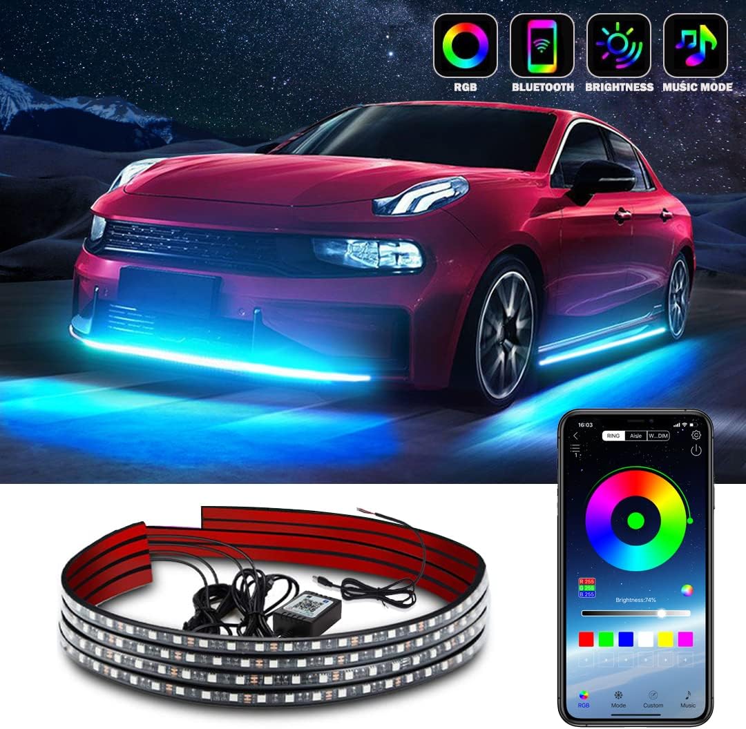 250 LEDs 16 Million Colors Waterproof Car Underglow Lights Pack of 2 X369006