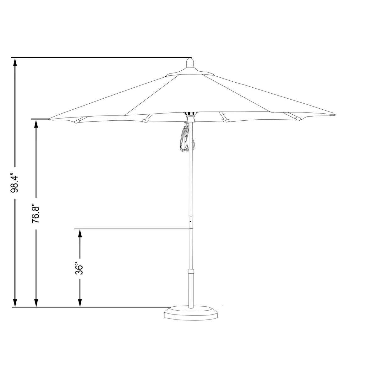 Blue 9 ft. Olefin Wood Market Umbrella O85250