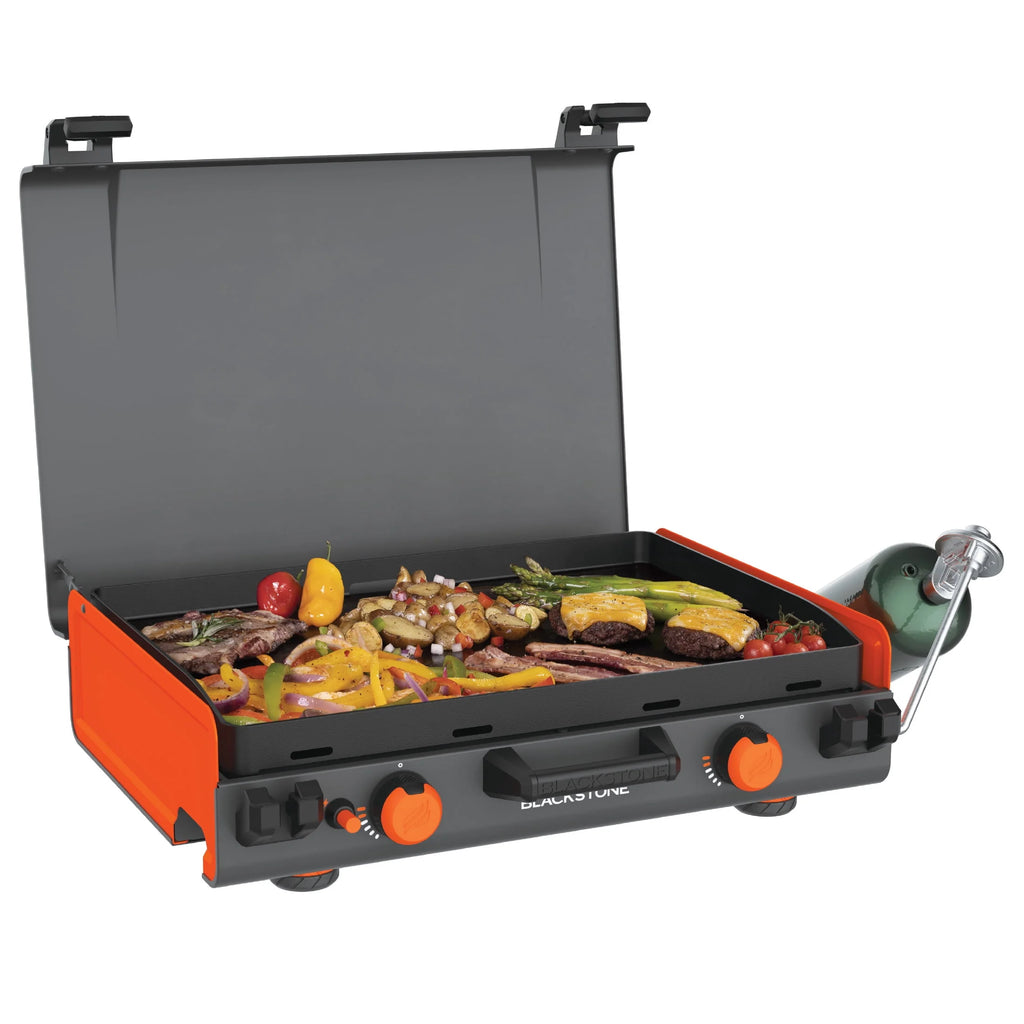 20"x14" 2-Burner Propane Camping Griddle with Latching Hood O840201