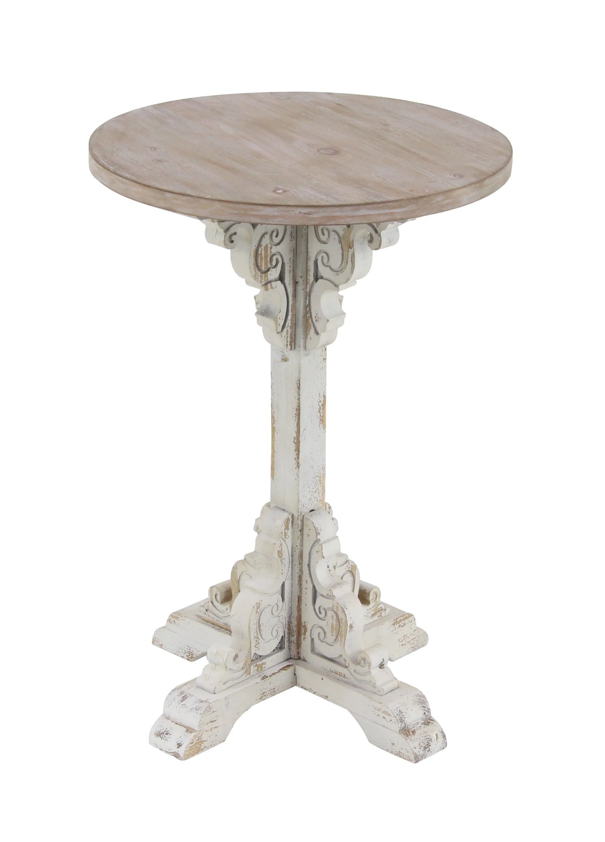 White Wood Accent Table with Brown Wood Top Q66918