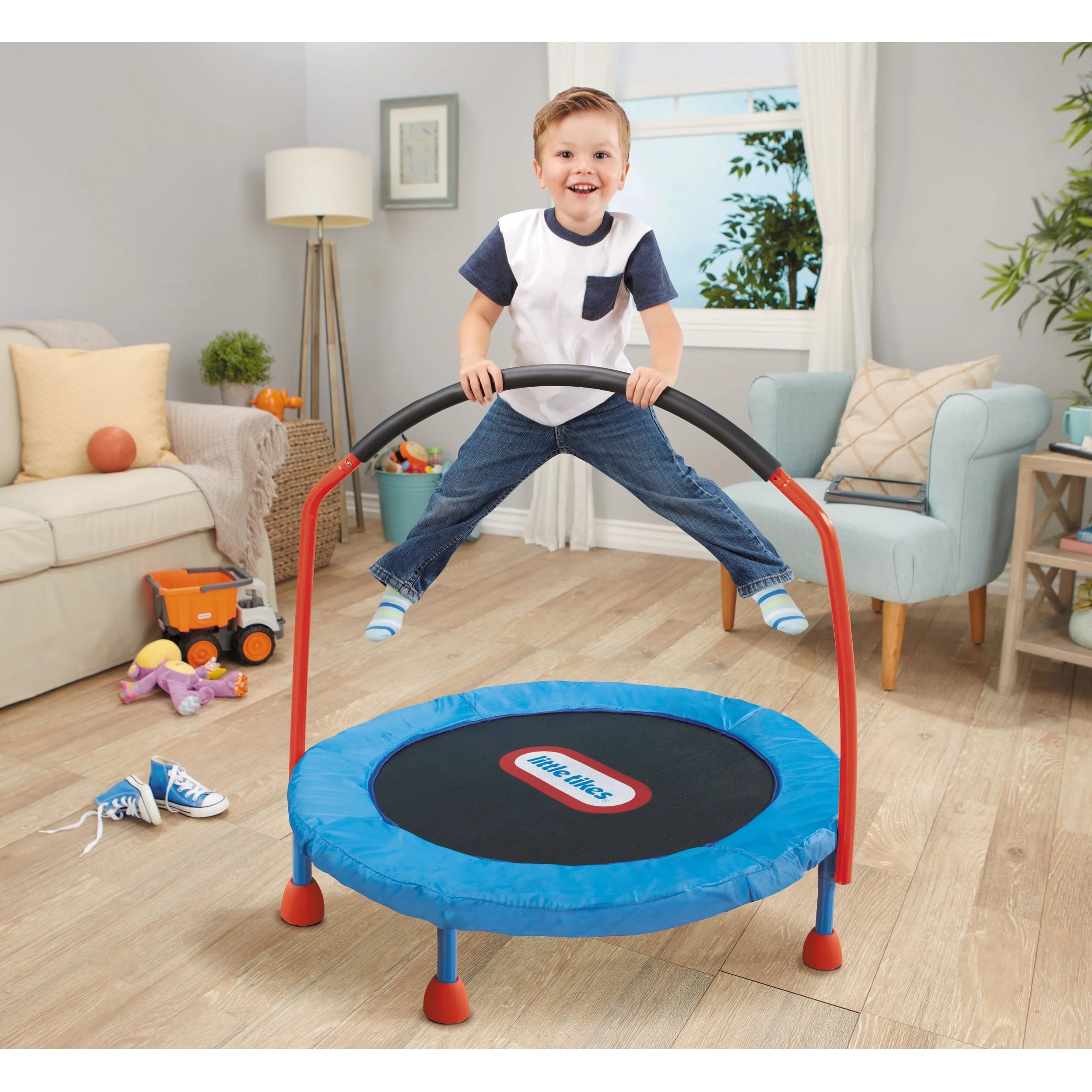Blue 3-Foot Trampoline with Hand Rail O608503