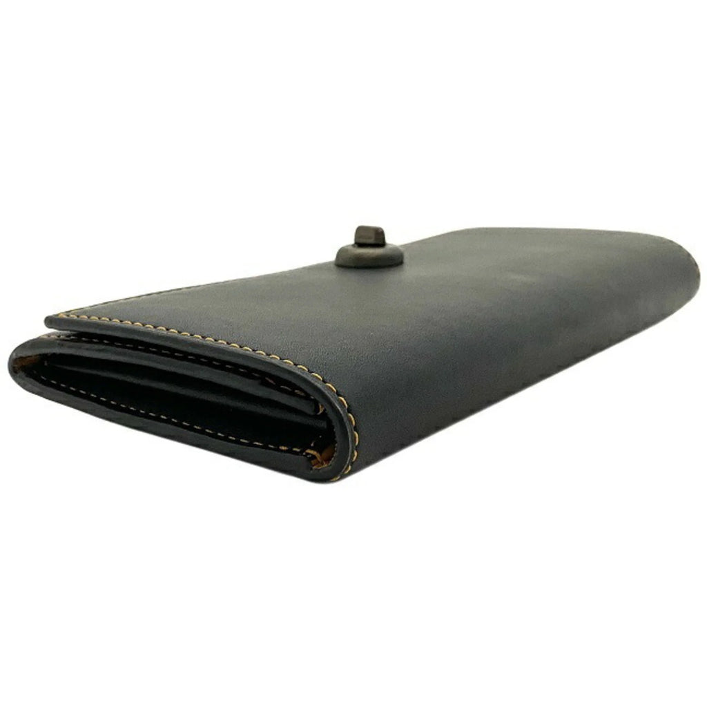 Black Glovetanned Leather Bi-Fold Long Wallet K687