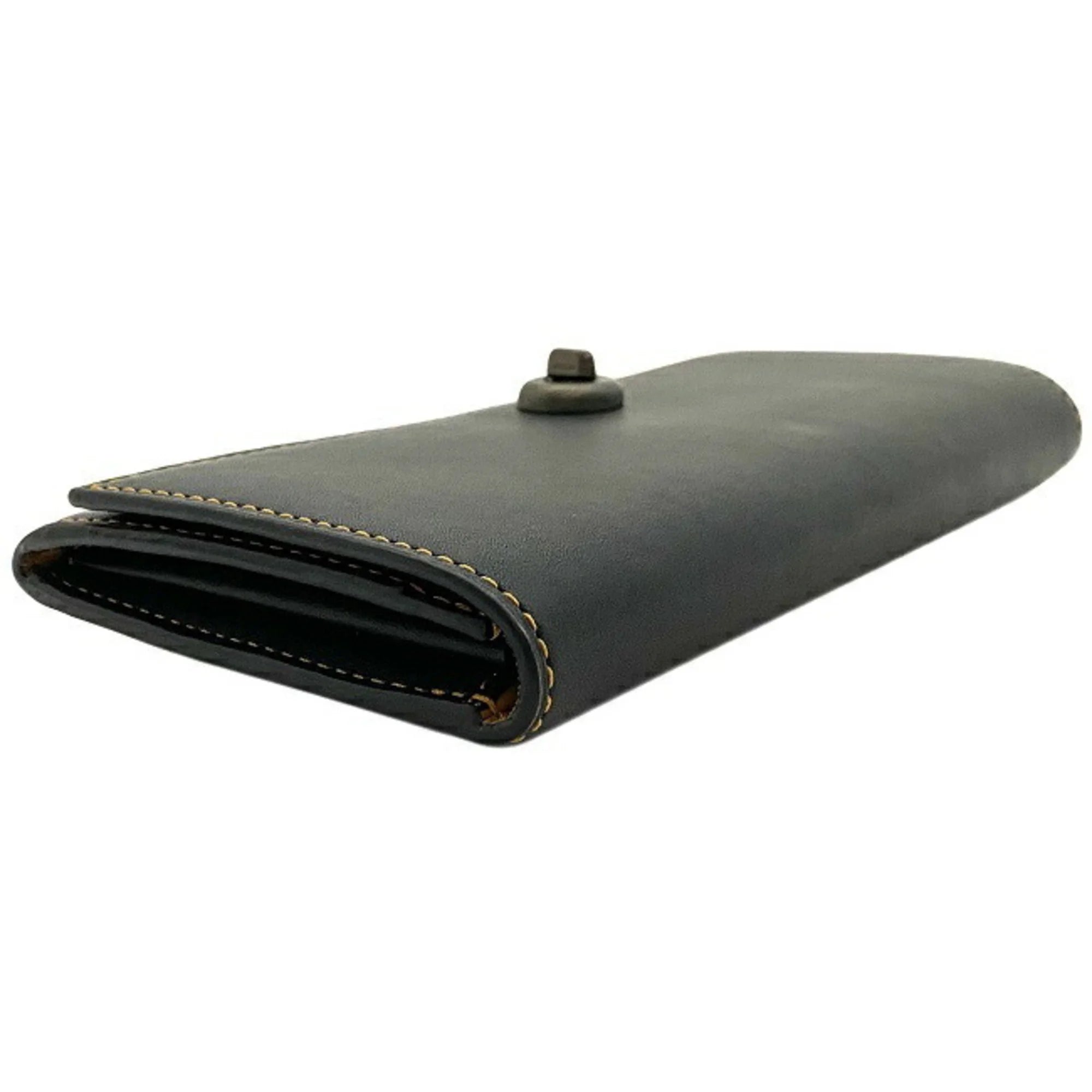 Black Glovetanned Leather Bi-Fold Long Wallet K687