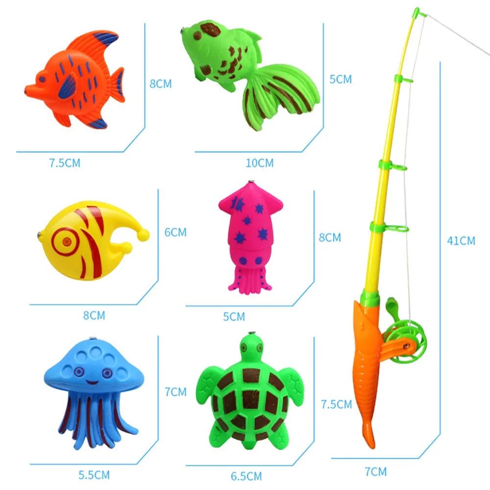 22 Pcs Magnetic Fishing Toys with Telescopic Fishing Rod Net N6185