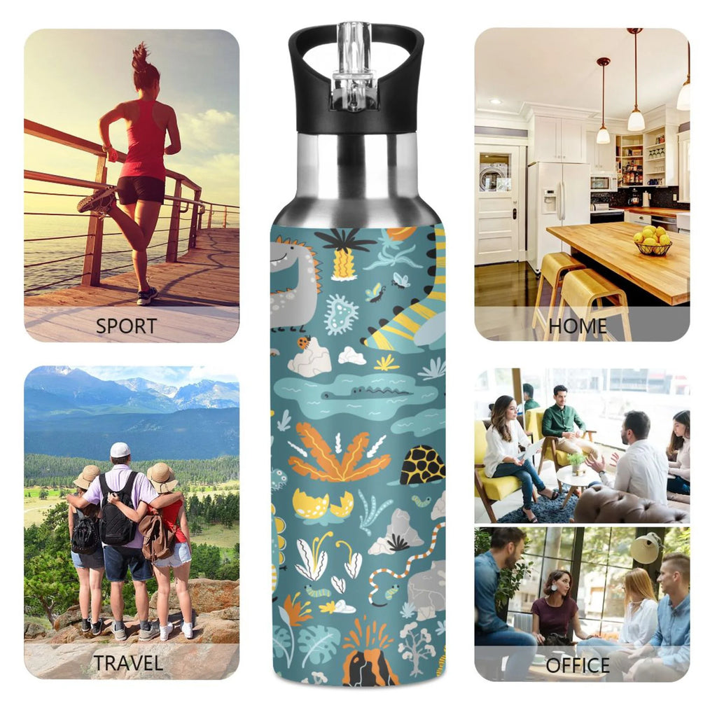 Green Stainless Steel Insulated Water Bottle with Straw Lid M223