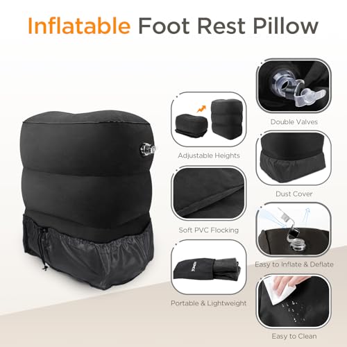 Inflatable Travel Foot Rest Pillow, Adjustable Height Leg Pillow B314