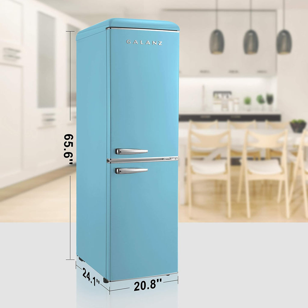 Blue 7.4 Cu Ft Retro Bottom Mount Refrigerator T405