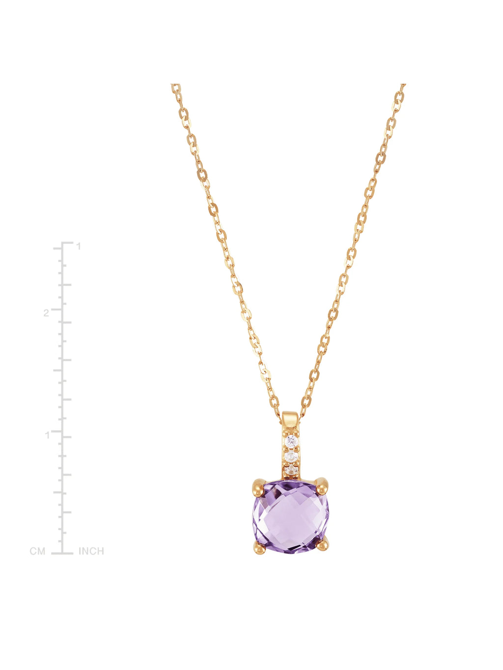 Amethyst and Cubic Zirconia Pendant Necklace in 14kt Yellow Gold, 18" J55448