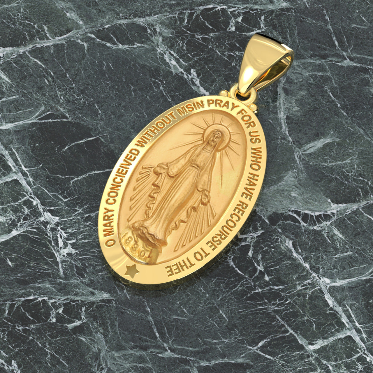 14K Yellow Gold Oval Pendant Necklace V540