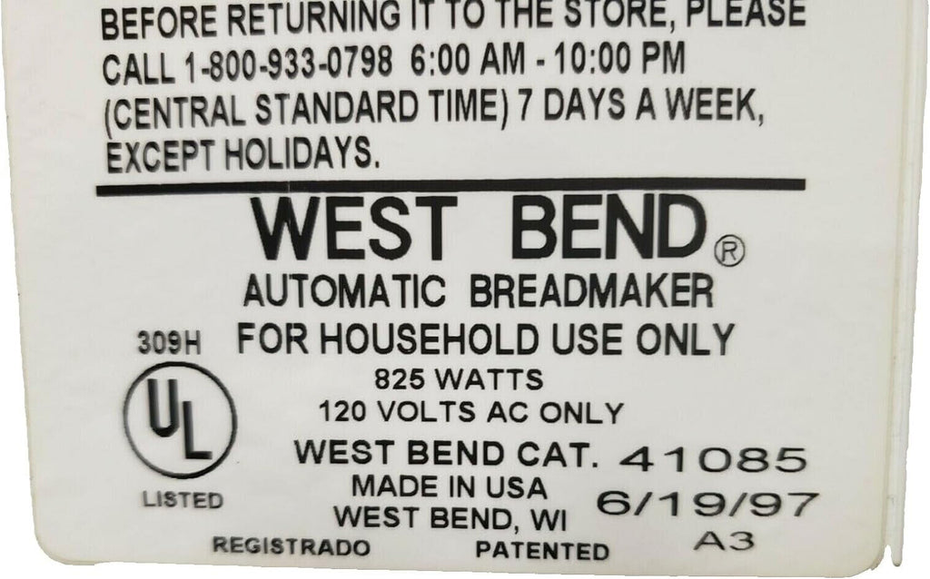 Pan Seal Kits For West Bend Bread Maker Models 41085 41085Z S311812